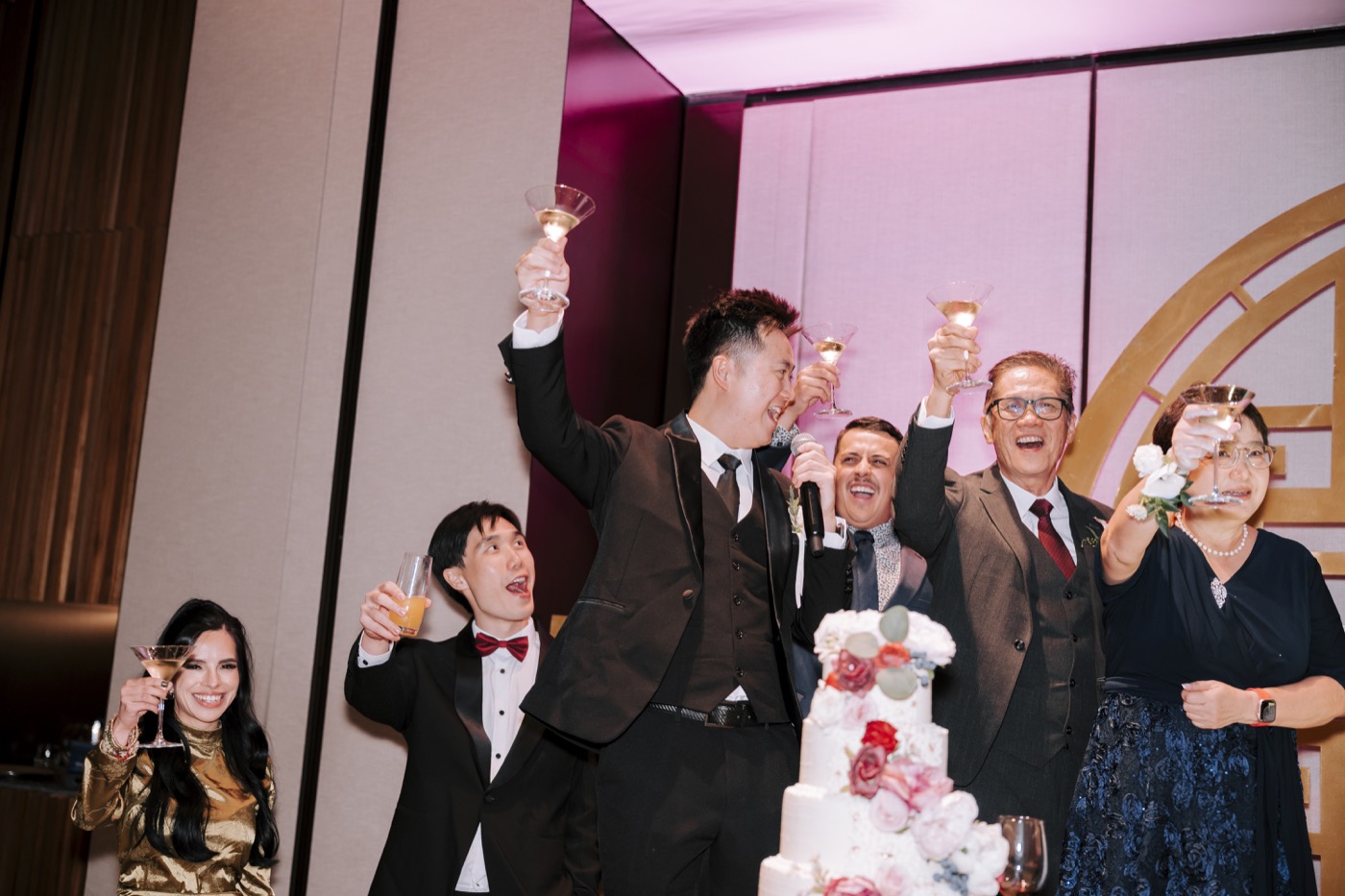 Wedding guests captured in a warm candid frame