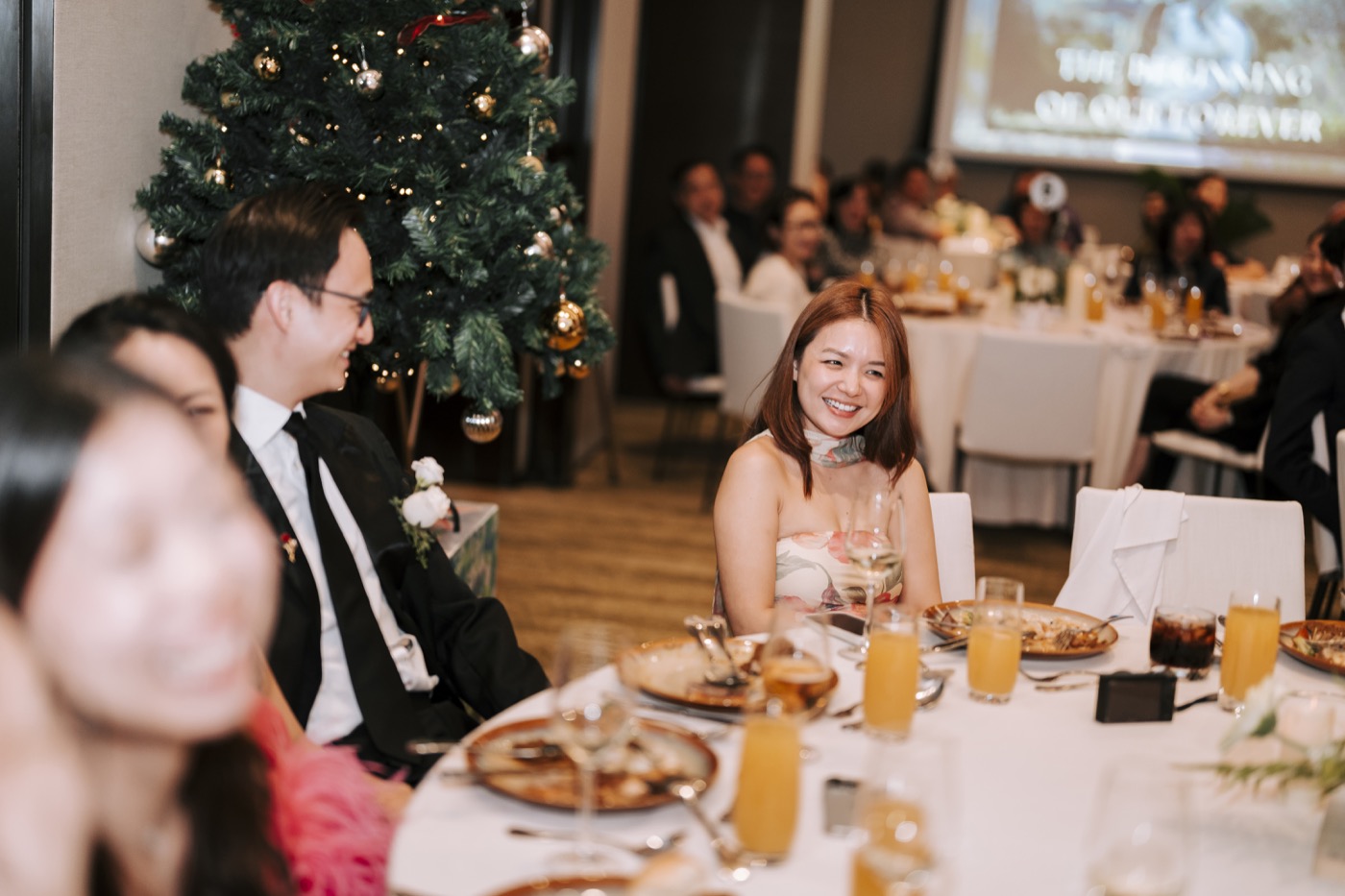 Wedding guests gathered in celebration